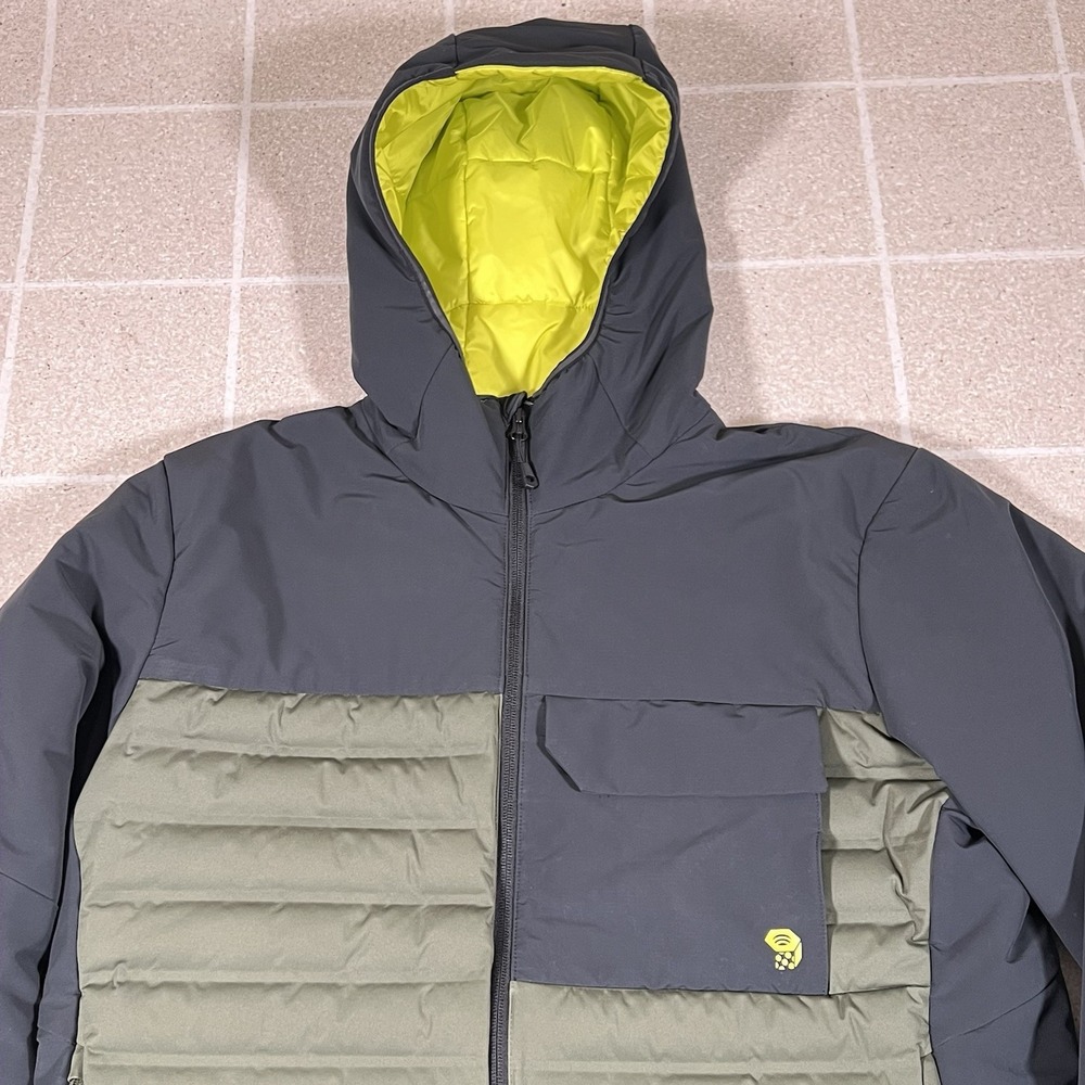 Mountain Hardwear Stretchdown Hybrid Jacket Mens XL Gray Hooded Insulated - Picture 2 of 7